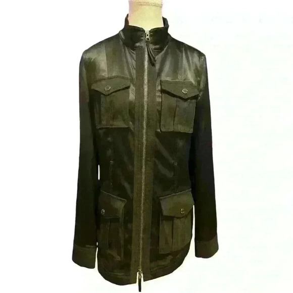 White House Black Market Satin Utility Jacket Size 4 - Picture 1 of 7